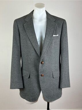 Patrick James Soft Camel Hair Men's Classic Gray Two-Button Wool Blazer
